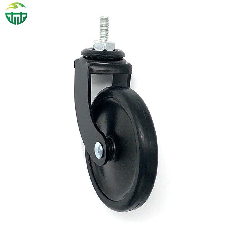 3 Inch Black Threaded Stem Rubber Wheel for Dining, Hotel Restaurant Trolleys