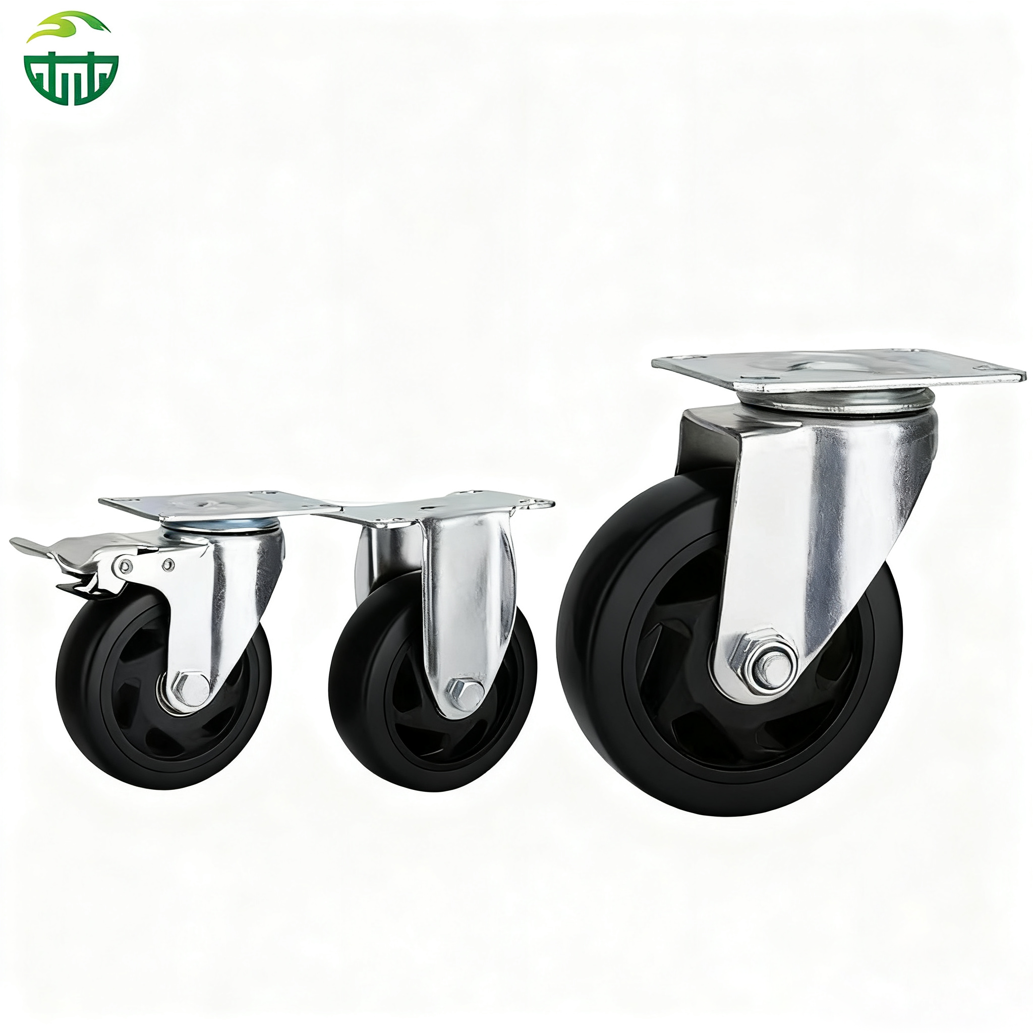 PVC Black Swivel Caster Wheels Silent Industrial Trolley Castors 4/5/6/8 Inch