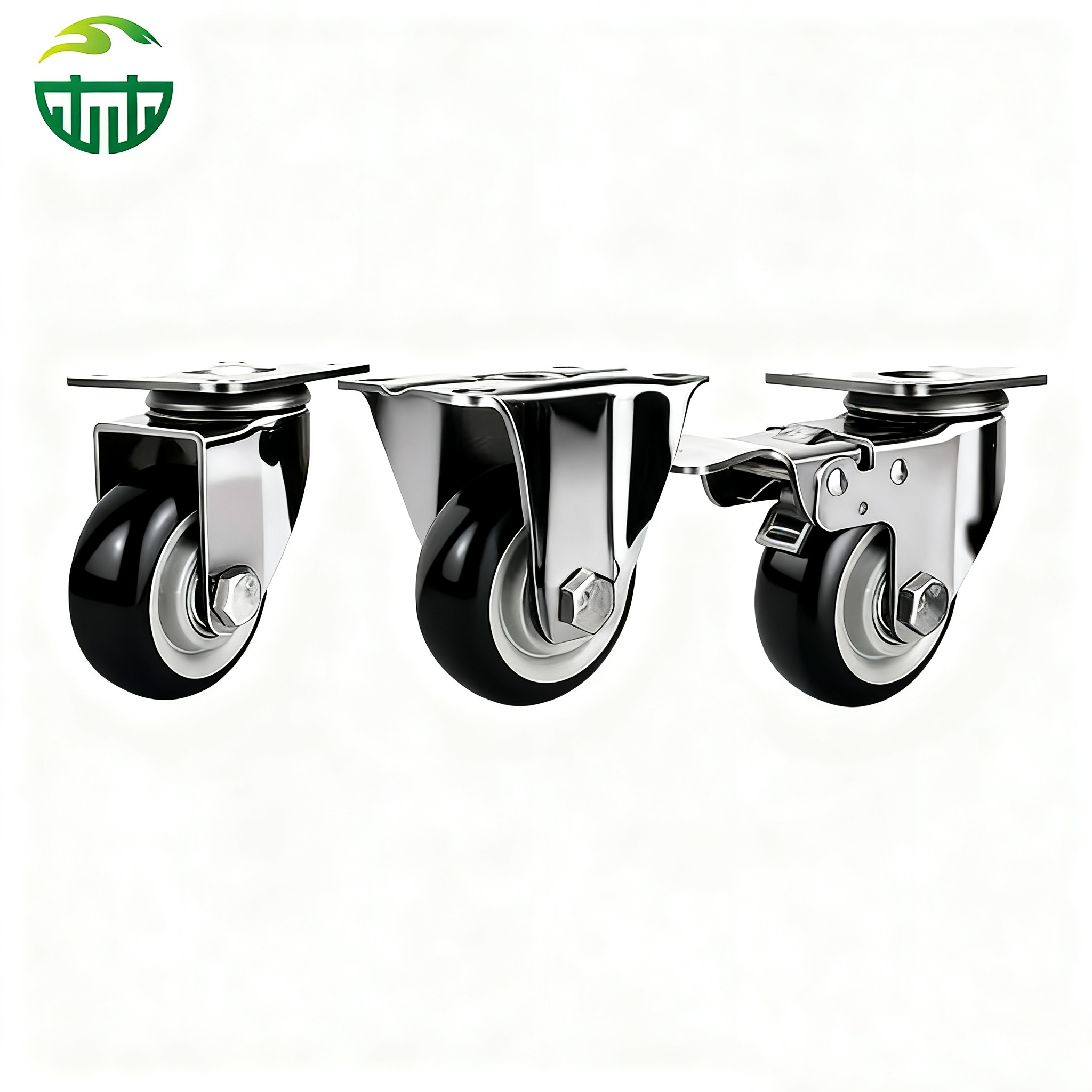  Black Medium Duty PVC Casters Solid Polyurethane Wheels for Furniture And Carts, Color Customizable