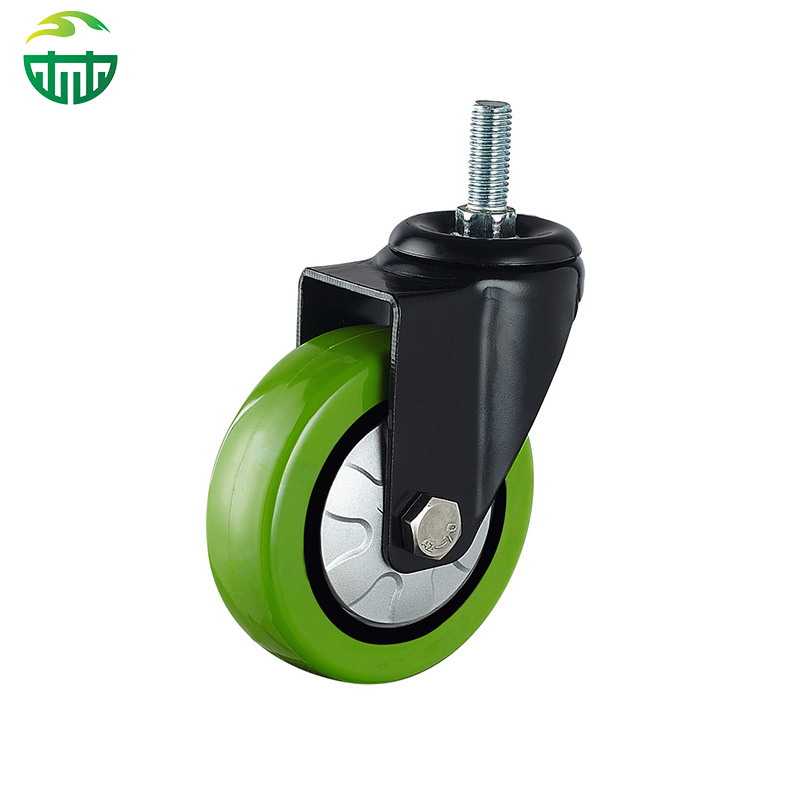 Medium Duty PU Caster Wheels – Green Swivel Equipment Trolley Cart Casters Wholesale 3/4/5inch