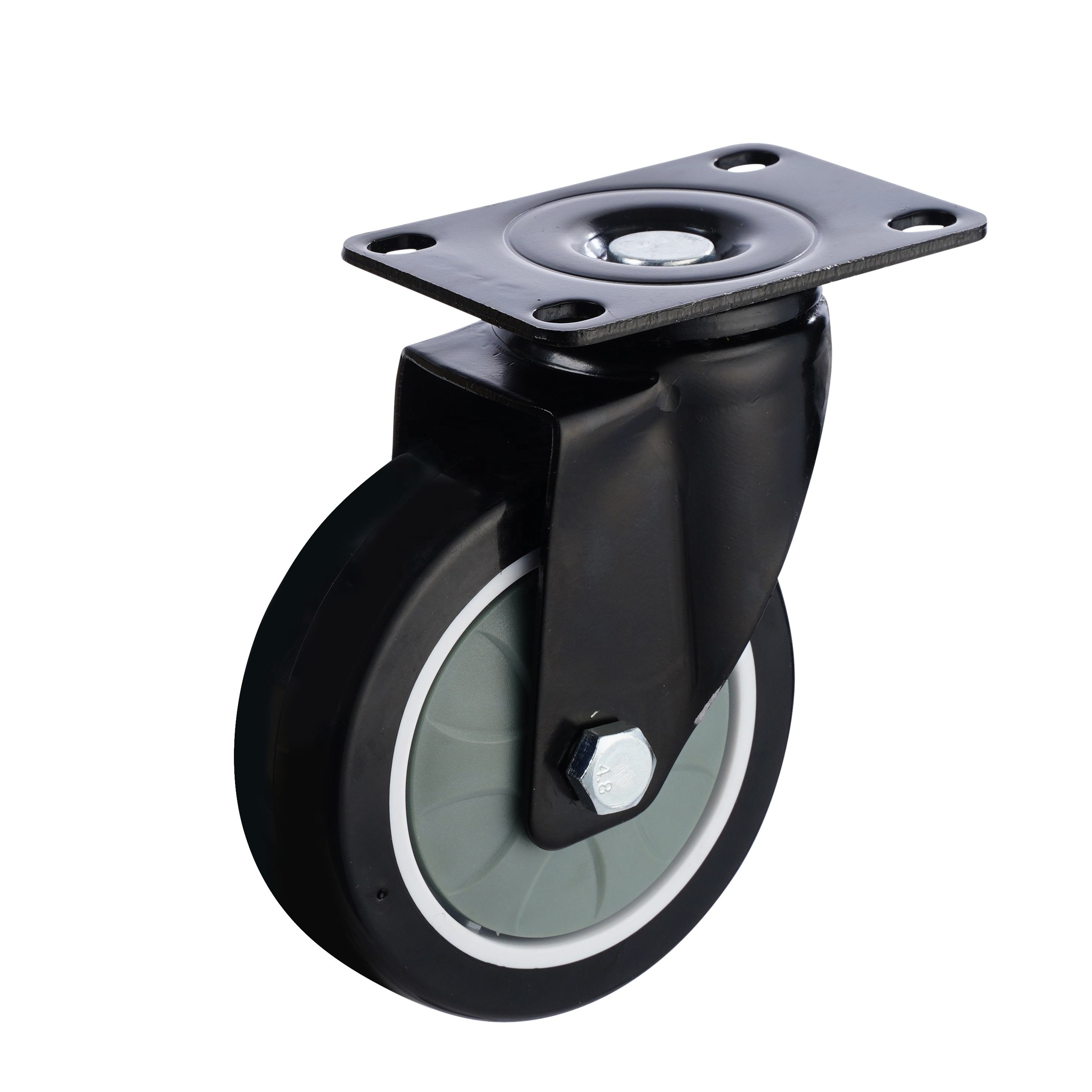 Black Rubber Caster 5inch Flat Brake TPR Caster Wheels