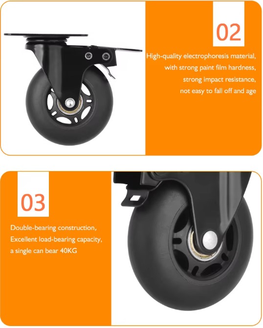 Hot Sale Furniture Caster Wheels 3 Inch TPR Anti-Static ODM Caster Rubber Swivel Brake Office Chair Caster Wheels with Brake