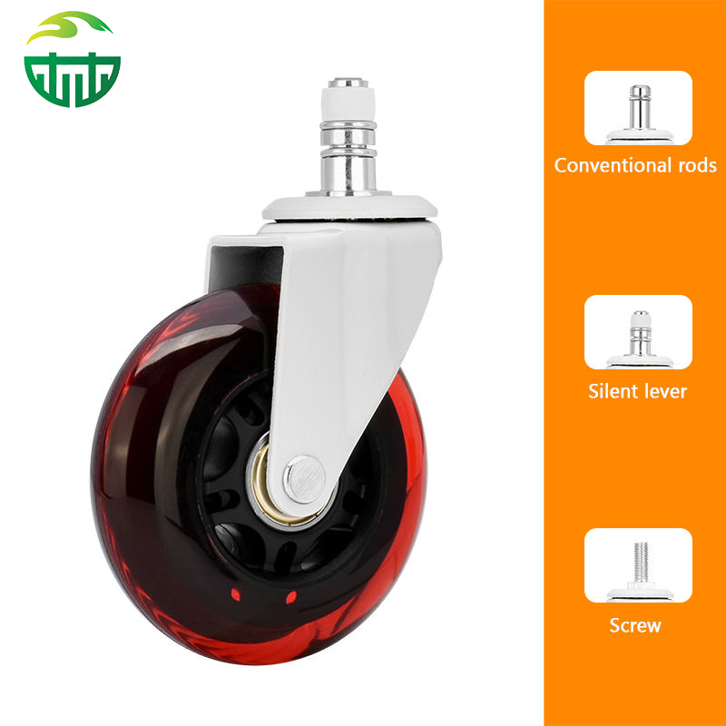 Customizable 3-Inch PU Caster Wheel with Red Plated Bracket for Office And Game Chairs