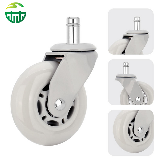 Customizable 3-Inch PU Wheels with Gray Plated Bracket for Office And Game Chairs