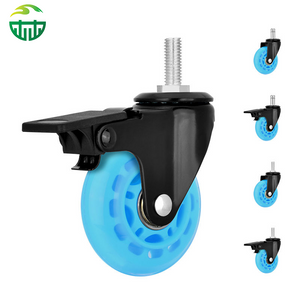 2.5-Inch Blue Polyurethane Universal Caster Wheels for Office And Gaming Chairs
