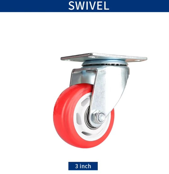 Medium-Duty Swivel Casters with 3/4/5 Inch Red PVC Wheels for Industrial And Commercial Use