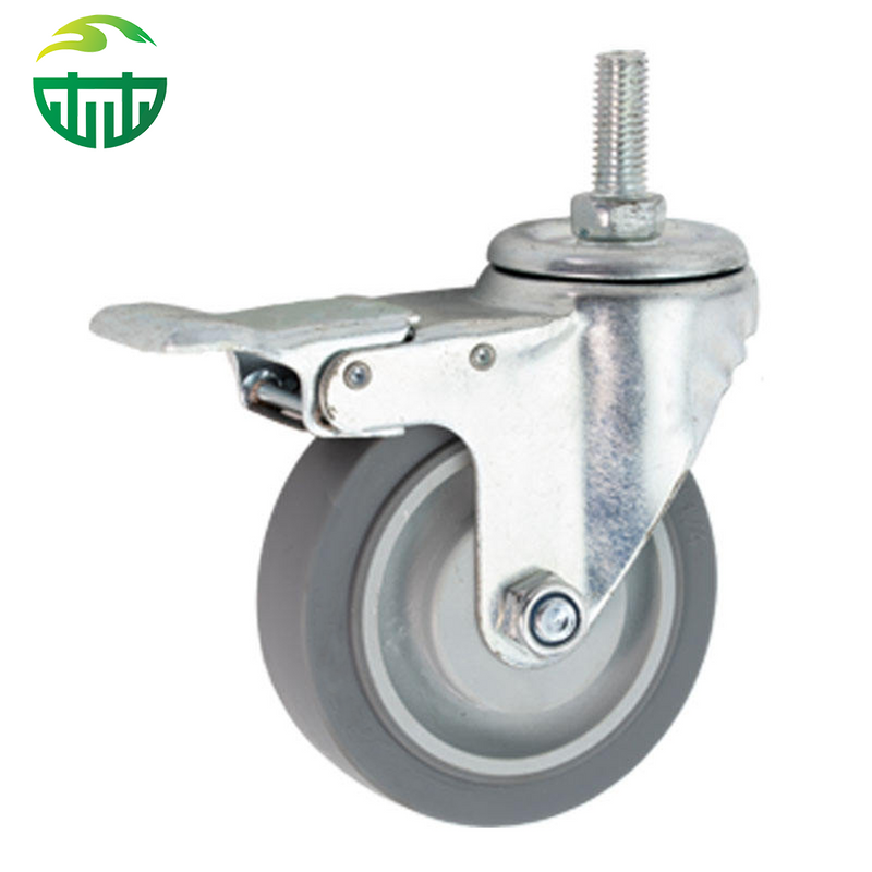 TPR Double-Bearing Swivel Caster Wheel, Brake Caster, Silent Wheel