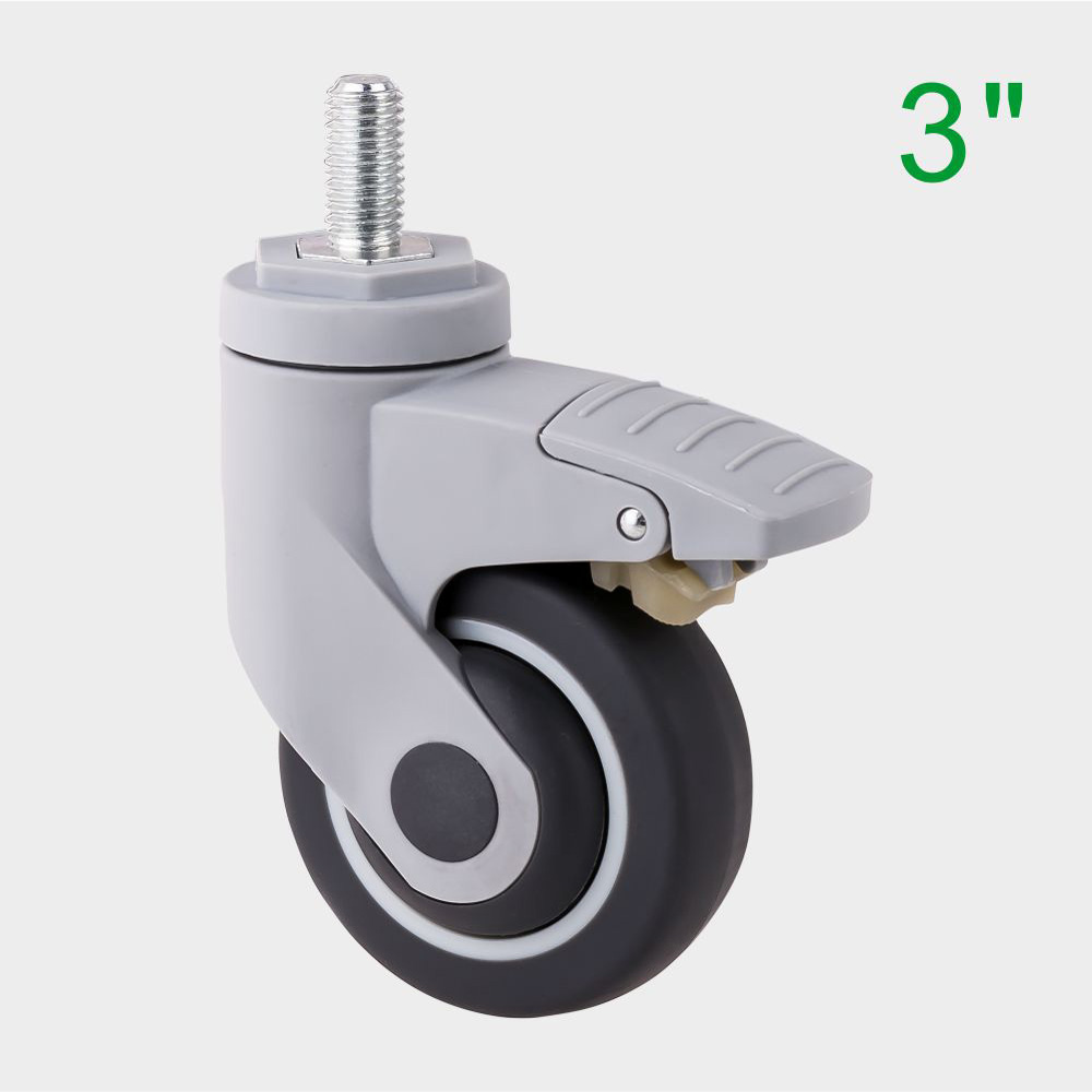ODM 3 Inch Threaded Rod Soft TPR Medical Caster Wheel for Hospital Beds Supplier
