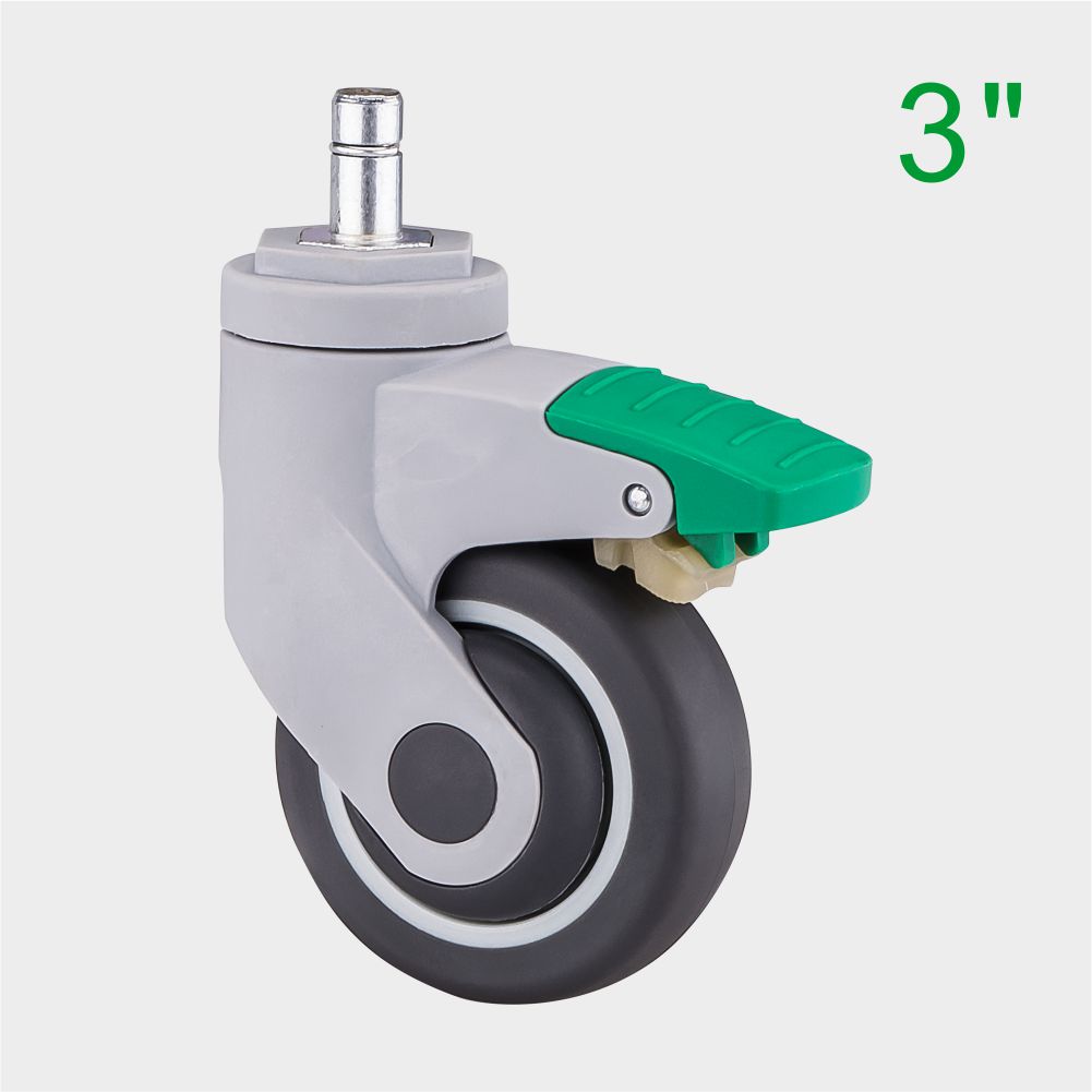 Wholesale 3 Inch Green TPR Medical Swivel Caster Wheel for Medical Trolleys Supplier