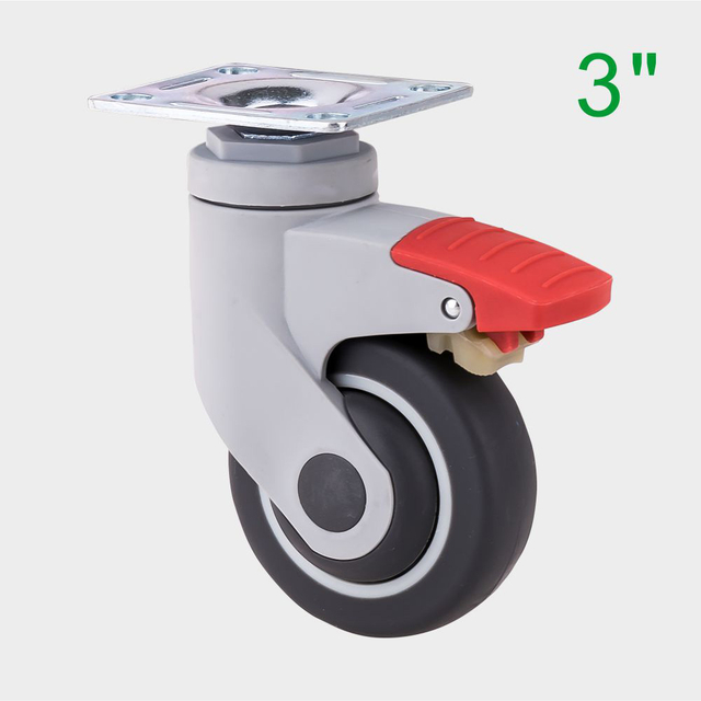 ODM 3 Inch Red TPR Medical Swivel Caster Wheel for Medical Trolleys Supplier
