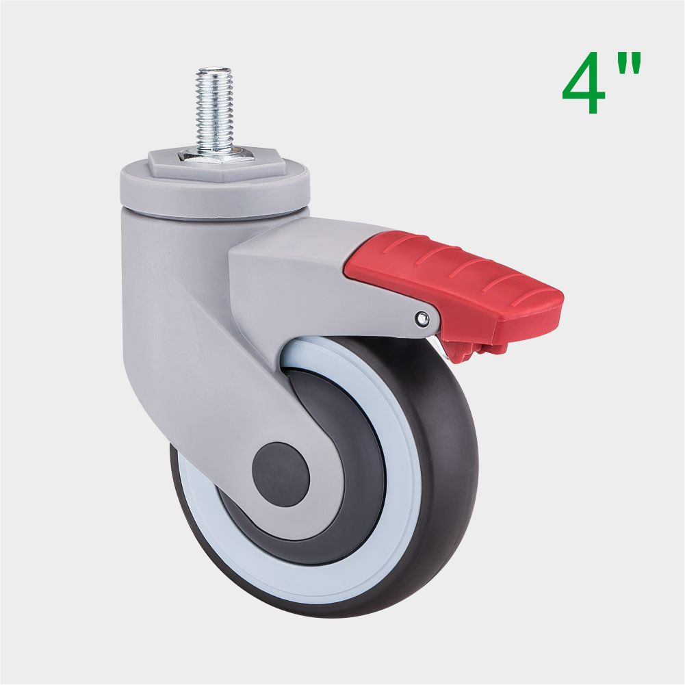 OEM 4 Inch Red TPR Medical Swivel Caster Wheel for Hospital Beds Supplier