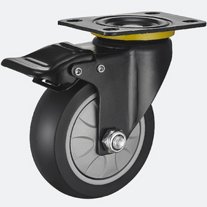 Wear-resistant castor Industrial Rubber Wheel Caster with Brake for trolleys