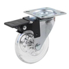 1.5-inch, 2-inch, 3-inch screw rod base plate quick-release pin rod crystal transparent universal casters TPU material silent universal casters with brake furnitureTransparent casters for office desks