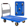 Nylon flatbed cart single-layer silent and wear-resistant handcart blue nylon hand-pushed small cart for transporting goods Collapsible plastic sheet transport trolley space-saving multi-purpose.