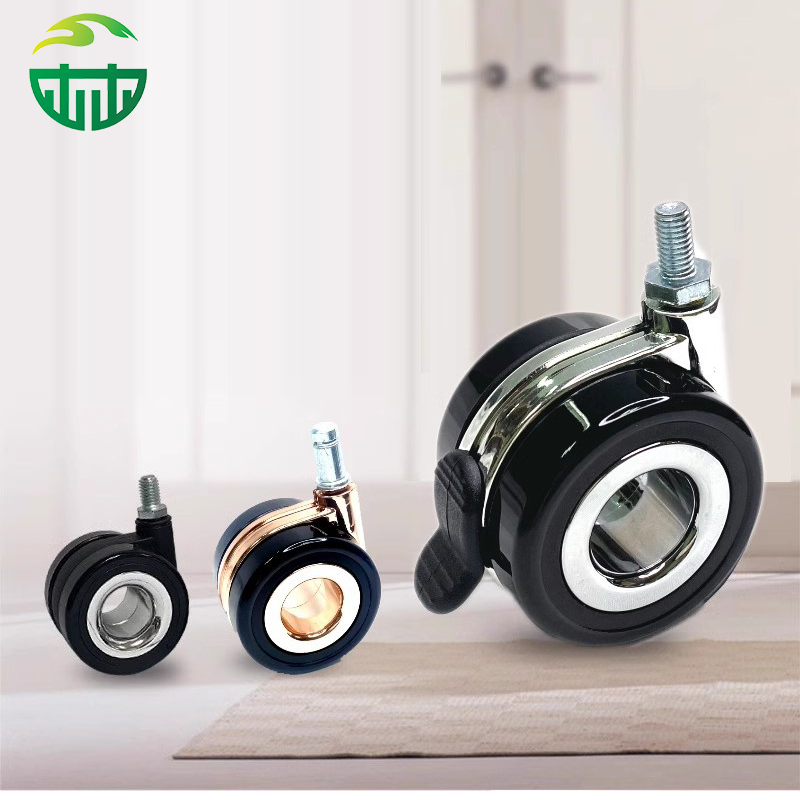Lockable Furniture Wheel with Stem, Universal Swivel Wheel for Office Chairs