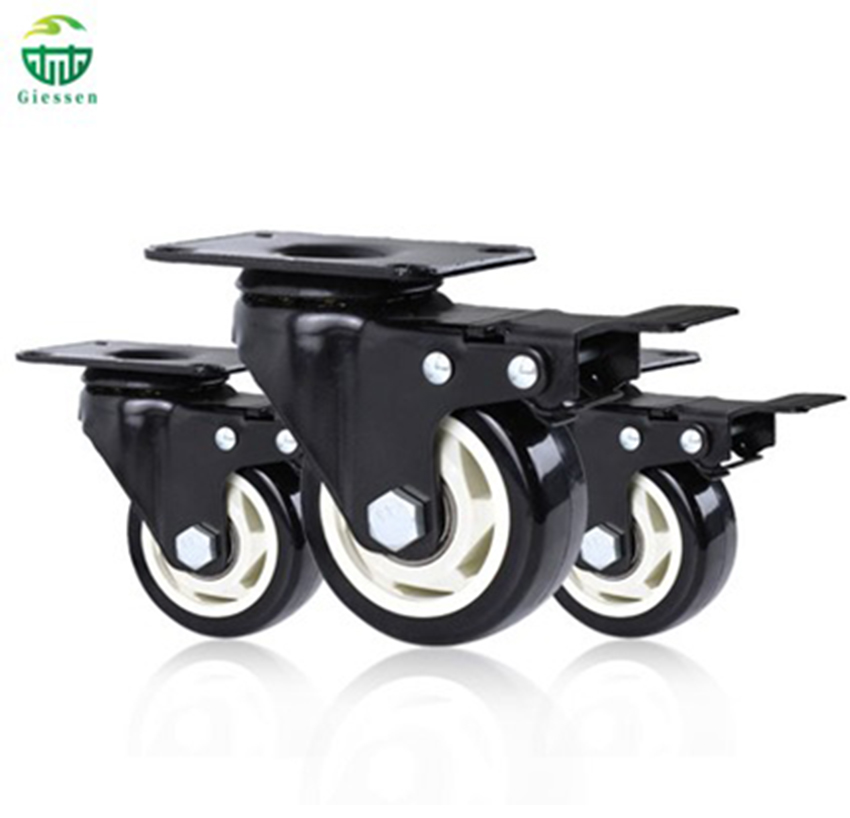 Black White PP Medium Duty Swivel Caster Wheels with Brake – Furniture Trolley Cart Tool Casters