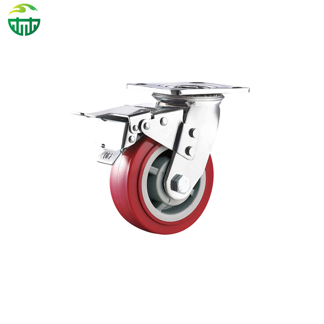 PU Heavy Duty Casters with Stainless Steel Locking Mechanism – Industrial Caster Wheels for Equipment and Trolley