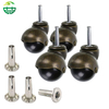 Office Chair Caster Wheels, Black Ball Swivel PU Wheels with Screw Brake