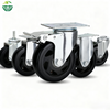 PVC Black Swivel Caster Wheels Silent Industrial Trolley Castors 4/5/6/8 Inch