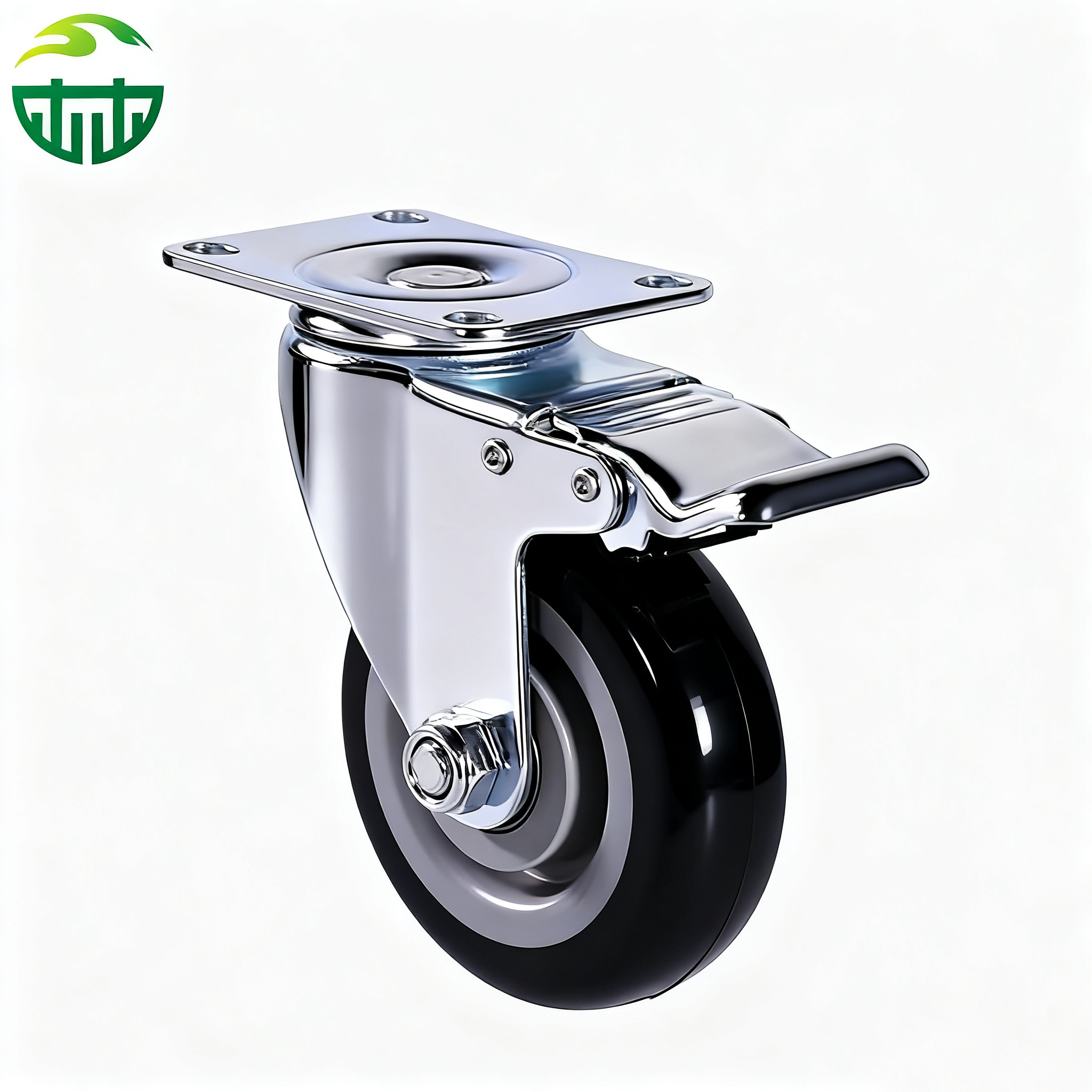  Black Medium Duty PVC Casters Solid Polyurethane Wheels for Furniture And Carts, Color Customizable