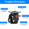 Footmaster Caster Black Leveling Casters Wheel Adjustable Height Casters Wheel for Industrial Equipment