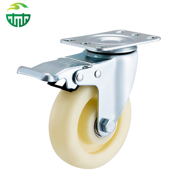ODM Medium Duty Trolley Wheels 3/4/5 Inch Swivel Top Plate Wear Resistant Polypropylene TPR Double Ball Bearing Brake Caster