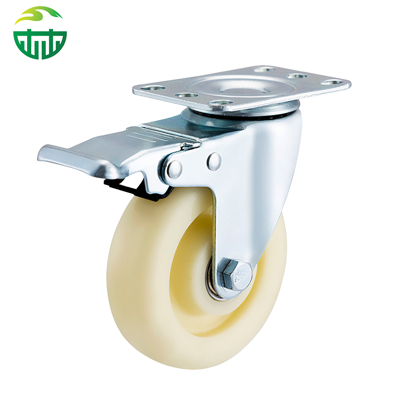 ODM Medium Duty Trolley Wheels 3/4/5 Inch Swivel Top Plate Wear Resistant Polypropylene TPR Double Ball Bearing Brake Caster