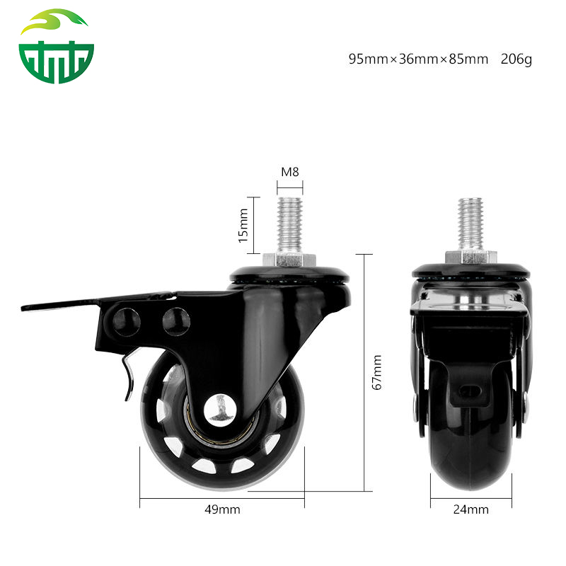 2-Inch PU Swivel Caster Wheels with Brake, Heavy Duty Furniture Casters for Office Chair & Industrial Use