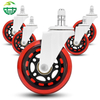 Customizable 3-Inch PU Caster Wheel with Red Plated Bracket for Office And Game Chairs