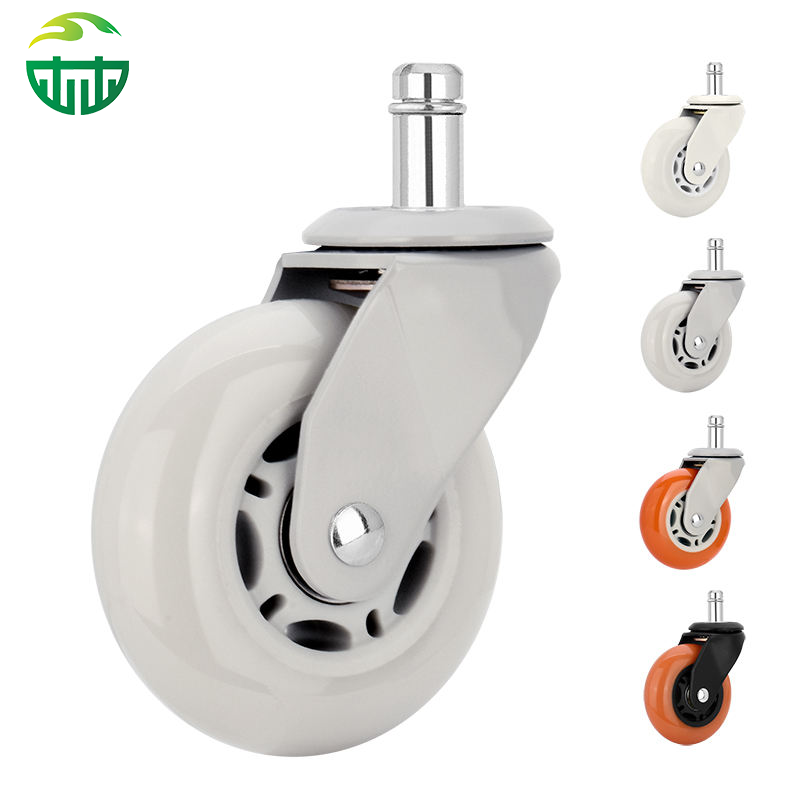 Customizable 3-Inch PU Wheels with Gray Plated Bracket for Office And Game Chairs