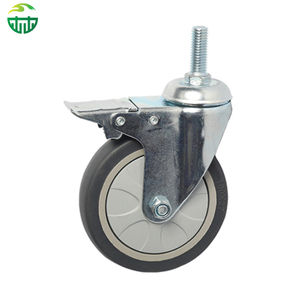 Medium Duty Industrial Caster with Brake: Stainless Steel, TPR Wheels, Stem Mount