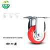 Heavy-Duty Swivel and Rigid Casters with 3/4/5 Inch Red PVC Wheels for Industrial and Commercial Use