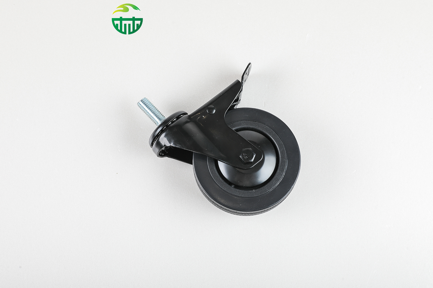 Heavy-Duty Brake Caster with Medium Black Rubber Non-Marking Wheel
