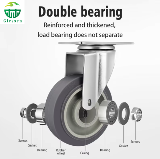 Heavy-Duty Industrial Casters - High Capacity 4, 5, 6, 8 Inch Swivel Wheels with Brake