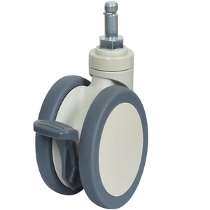  PU TPR Twin Wheels Medical Caster 3 Inch Gray Double Wheel Medical Caster Manufacturer China Circlip Brake Style