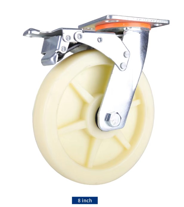 ODM Industrial Heavy Duty Brake-Equipped Swivel Nylon & PP Custom Trolley Wheels
