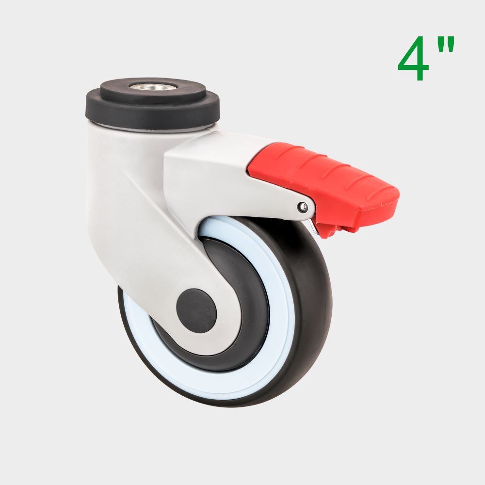 OEM 4 Inch Red TPR Medical Swivel Caster Wheel for Hospital Beds Supplier