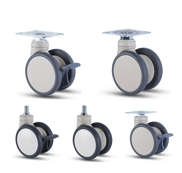 ‌ Medical silent wear-resistant universal caster - multiple sizes optional (2.5/3/4/5 inch) High load bearing with brake for medical equipment/bed trolley/beauty instrument, medical caster manufacture