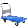 Nylon flatbed cart single-layer silent and wear-resistant handcart blue nylon hand-pushed small cart for transporting goods Collapsible plastic sheet transport trolley space-saving multi-purpose.