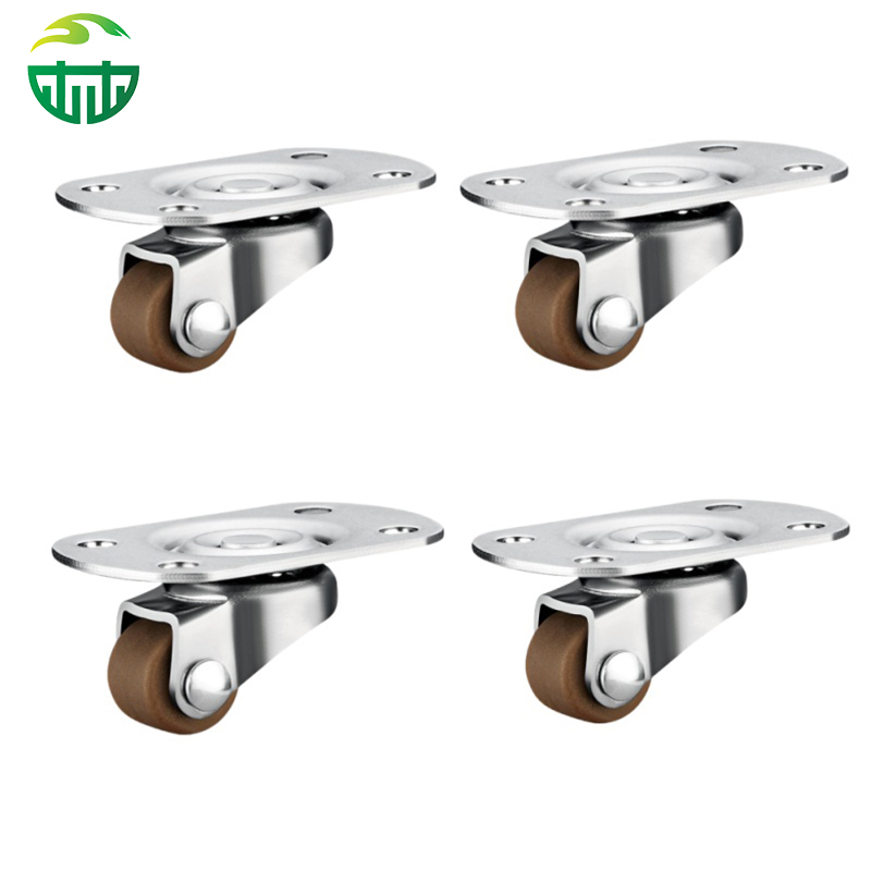 0.5 Inch Nylon Mini Swivel Caster Wheel Set with Screw Bag, Non-Punch Adhesive, Ideal for Furniture and Bathroom Use