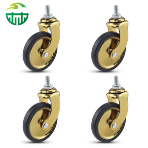 Golden Threaded Stem Rubber Caster Wheel for Dining Carts, Hotels and Restaurant Trolleys