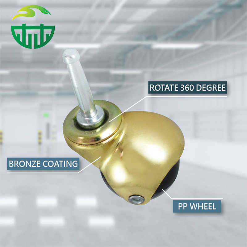 2 Inch Bronze Color Ball Caster Wheels Grip Neck Stem