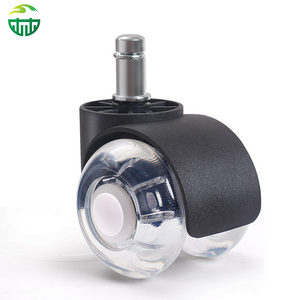 2-Inch Swivel Twin-Wheel Chair Caster Wheel, Transparent White PU for Bathroom