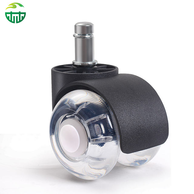 2-Inch Swivel Twin-Wheel Chair Caster Wheel, Transparent White PU for Bathroom