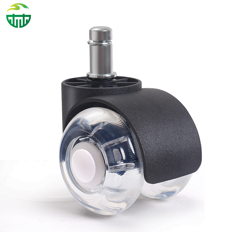 2-Inch Swivel Twin-Wheel Chair Caster Wheel, Transparent White PU for Bathroom
