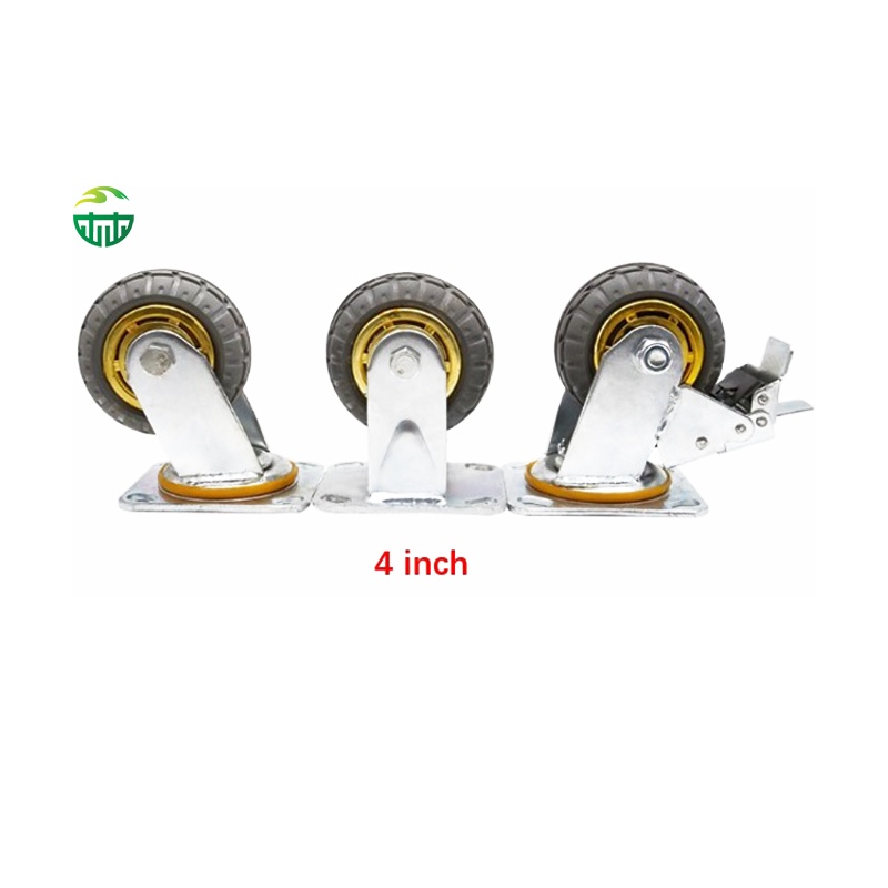 Heavy Duty Swivel Caster Elastic Rubber Workbench Caster Wheels Trolley Industry Caster Brake