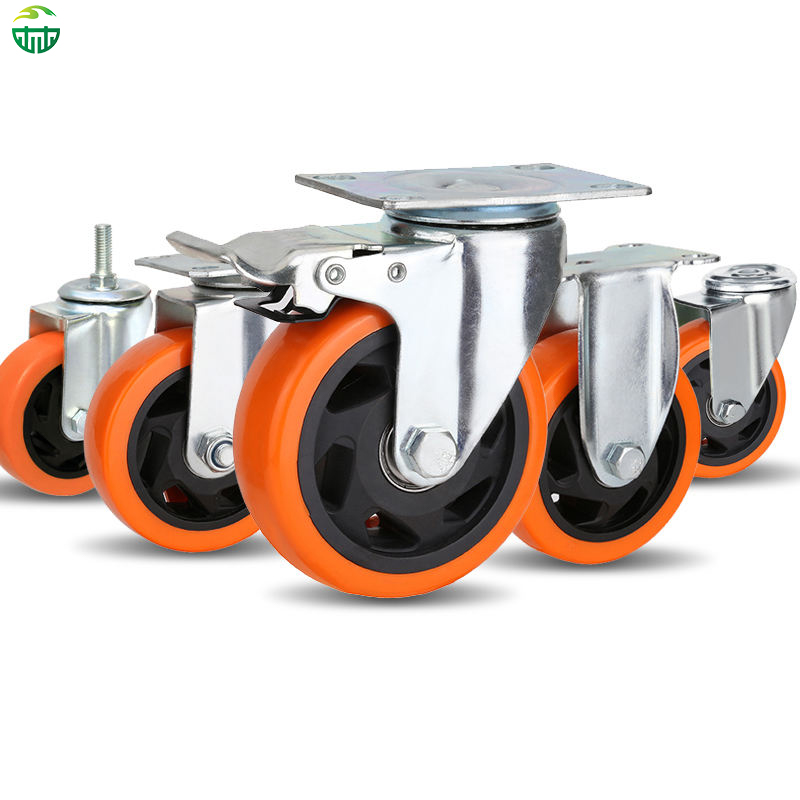 PVC Swivel Caster Wheels Silent Industrial Trolley Castors 4/5/6/8 Inch