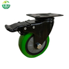 Medium Duty PU Caster Wheels – Green Swivel Equipment Trolley Cart Casters Wholesale 3/4/5inch