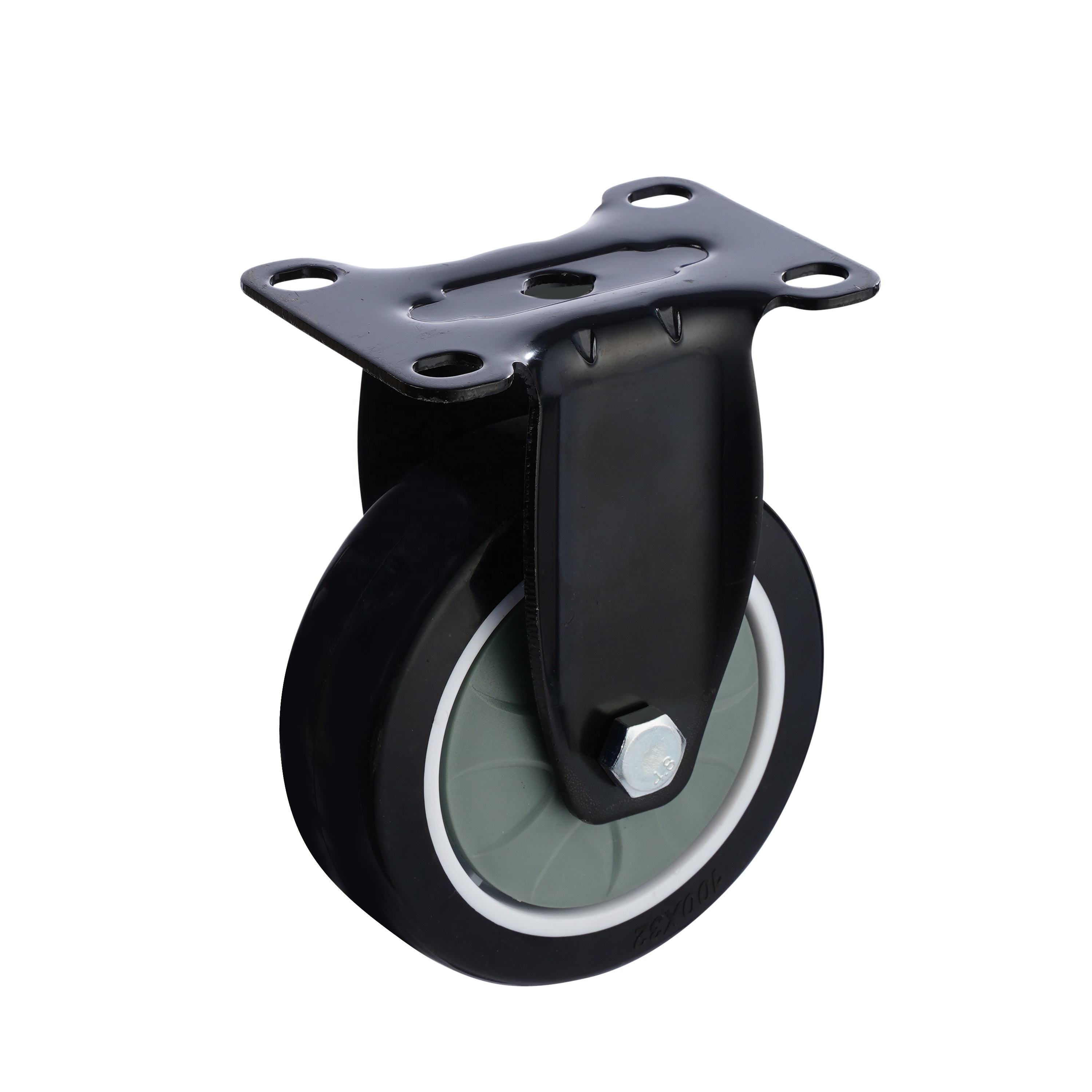 Black Rubber Caster 5inch Flat Brake TPR Caster Wheels