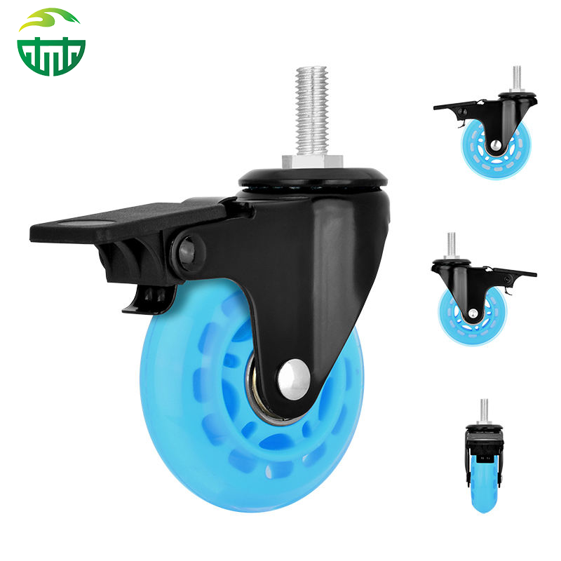 2.5-Inch Blue Polyurethane Universal Caster Wheels for Office And Gaming Chairs
